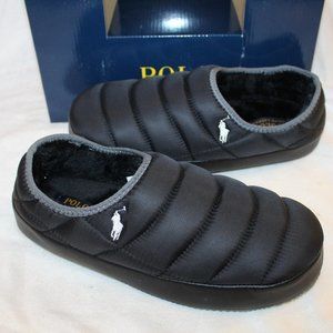 NIB POLO RALPH LAUREN MEN'S SLIP ON SLIPPERS BLACK